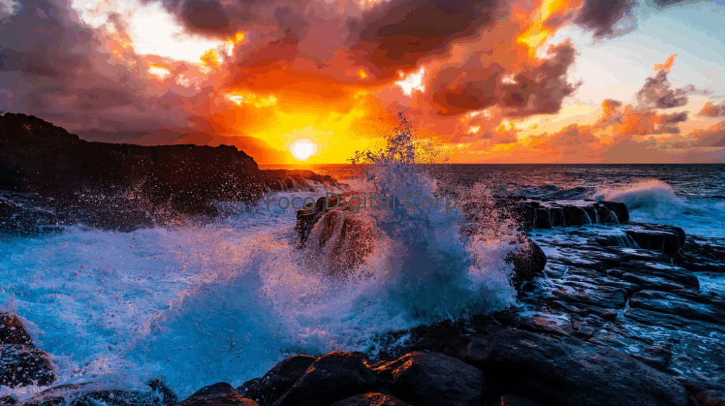 Golden Sunset Over Horizon